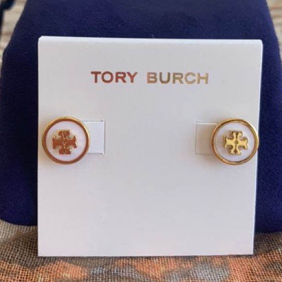 NWOT Tory Burch Enameled Raised-Logo Stud Earring - Picture 3 of 6